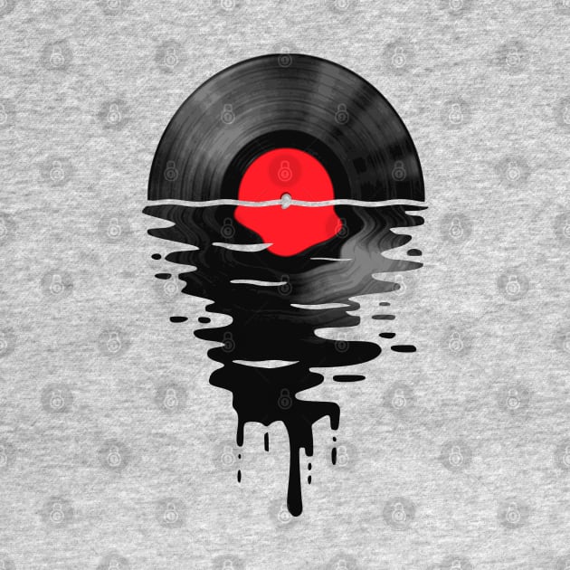 Vinyl LP Music Record Sunset Red by Nerd_art